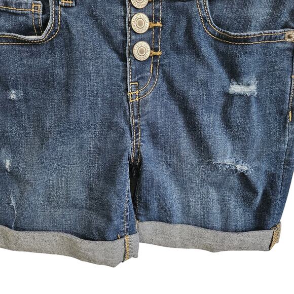 Thereabouts Girls Size 6 Button Fly Jean Shorts Distressed Rolled Hem Denim New - Picture 3 of 7